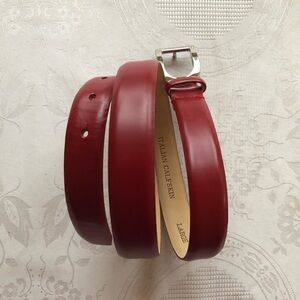 DKNY Premium Luxury ￼Red Italian Calfskin Leather Skinny Belt Women’s Size L